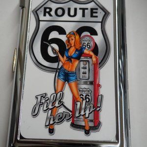 Route 66 Cigarette Case With Built In Butane Lighter